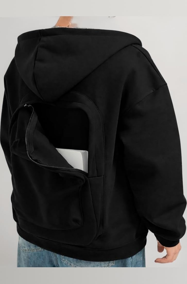 Buy SELDINX Backpack Hoodie for Men | Zip Sweatshirt with Storage